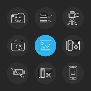 Multimedia , user interface , camera , technology , eps icons set vector イラスト素材