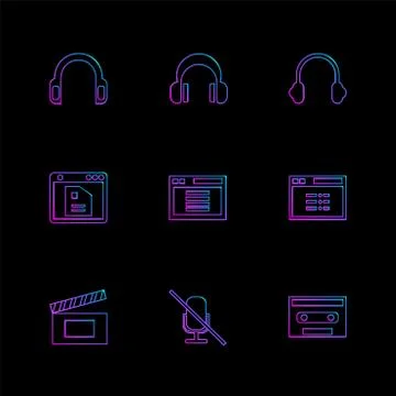 Multimedia , user interface , camera , technology , eps icons set vector Stock Illustration