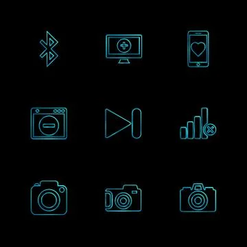 Multimedia , user interface , camera , technology , eps icons set vector イラスト素材
