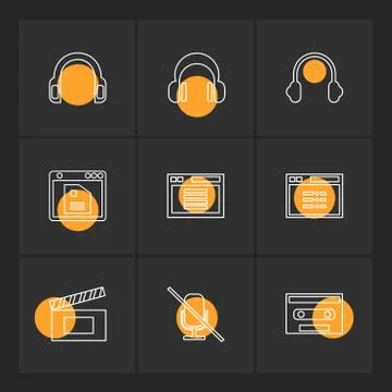 Multimedia , user interface , camera , technology , eps icons set vector イラスト素材