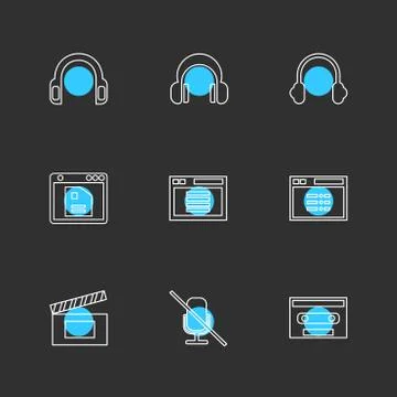Multimedia , user interface , camera , technology , eps icons set vector 스톡 일러스트