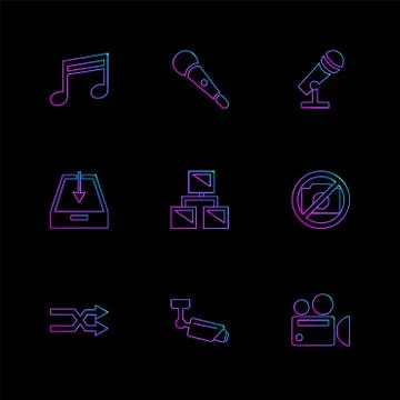 Multimedia , user interface , camera , technology , eps icons set vector 스톡 일러스트