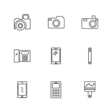 Multimedia , user interface , camera , technology , eps icons set vector 스톡 일러스트