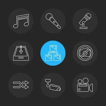 Multimedia , user interface , camera , technology , eps icons set vector イラスト素材