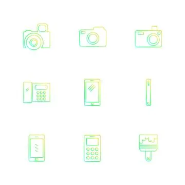 Multimedia , user interface , camera , technology , eps icons set vector Stock Illustration