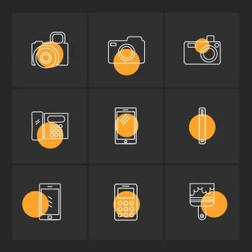Multimedia , user interface , camera , technology , eps icons set vector 스톡 일러스트