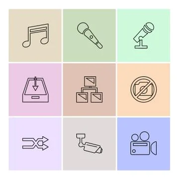 Multimedia , user interface , camera , technology , eps icons set vector Stock Illustration