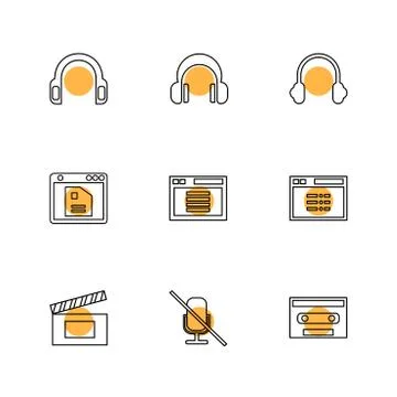 Multimedia , user interface , camera , technology , eps icons set vector イラスト素材