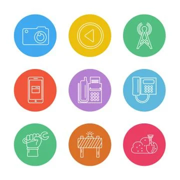 Multimedia , user interface , camera , technology , eps icons set vector イラスト素材