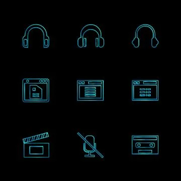 Multimedia , user interface , camera , technology , eps icons set vector Stock Illustration