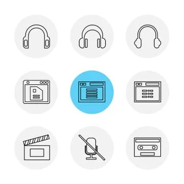 Multimedia , user interface , camera , technology , eps icons set vector イラスト素材