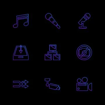 Multimedia , user interface , camera , technology , eps icons set vector Stock Illustration