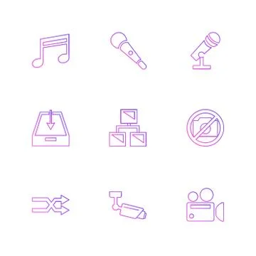 Multimedia , user interface , camera , technology , eps icons set vector 스톡 일러스트