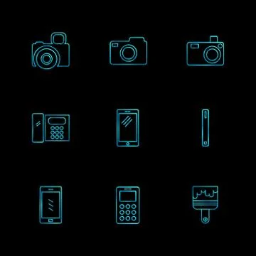 Multimedia , user interface , camera , technology , eps icons set vector 스톡 일러스트