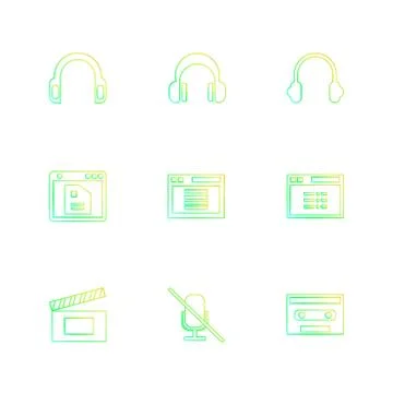 Multimedia , user interface , camera , technology , eps icons set vector Illustrazione stock