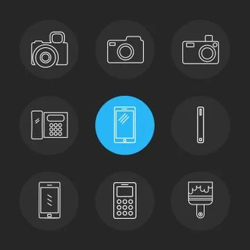 Multimedia , user interface , camera , technology , eps icons set vector 스톡 일러스트