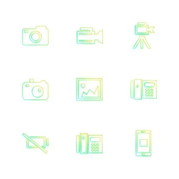 Multimedia , user interface , camera , technology , eps icons set vector イラスト素材