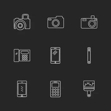 Multimedia , user interface , camera , technology , eps icons set vector 스톡 일러스트