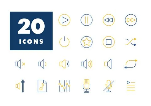 Multimedia user interface vector icons set Stock Illustration