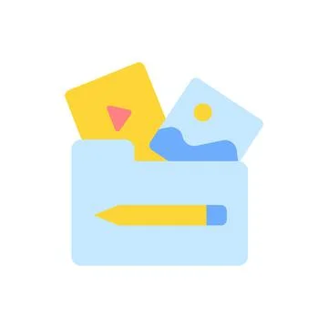 Multimedia vector flat color icon 스톡 일러스트