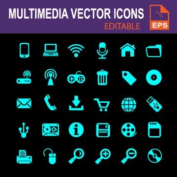 Multimedia Vector Icons 10 Stock Illustration