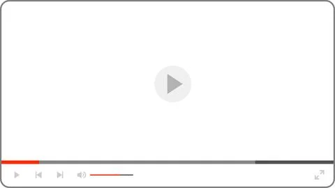 Multimedia video player with play button, play video online window with Stock Illustration