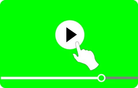Multimedia video player shape with a hand cursor pressing a play button Illustrazione stock