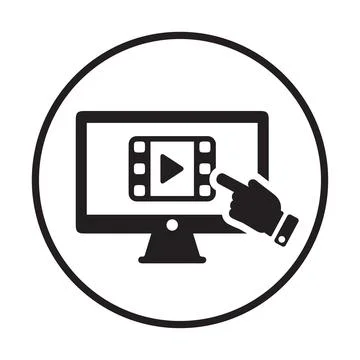 Multimedia, video, tutorial icon. Black vector graphics. Stock Illustration