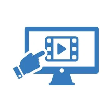 Multimedia, video, tutorial icon. Blue color design. Stock Illustration