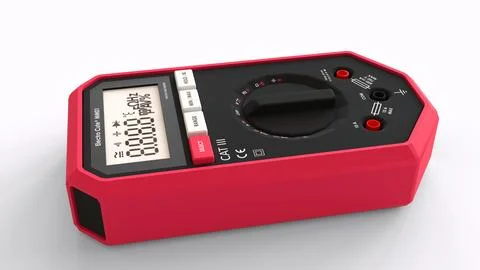 Multimeter and cable white background Stock Illustration