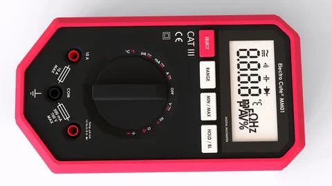 Multimeter and cable white background Stock Illustration