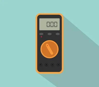 Multimeter digital tools voltage with flat color and long shadow Illustrazione stock
