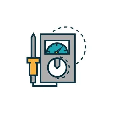 Multimeter electrical measuring work tools engineering icon Stock Illustration