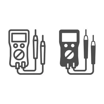 Multimeter line and solid icon, electronics concept, VOM vector sign on white Stockillustratie