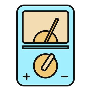 Multimeter measuring electrical current vector line icon Stock Illustration