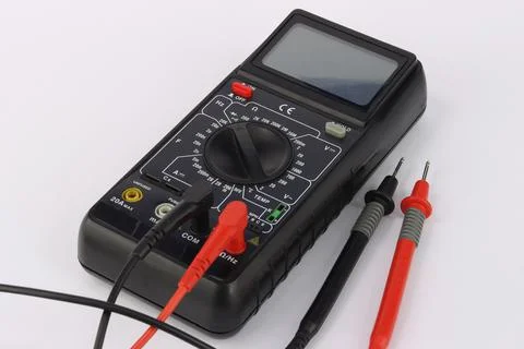 A multimeter for measuring parameters in an electrical panel Stock Photos
