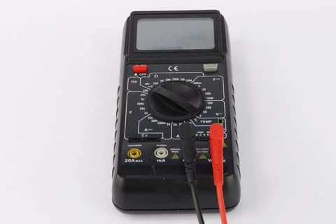 A multimeter for measuring parameters in an electrical panel Stock Photos