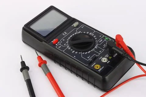 A multimeter for measuring parameters in an electrical panel Stock Photos