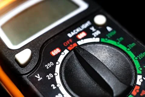 Multimeter panel close up macro photo. Stock Photos