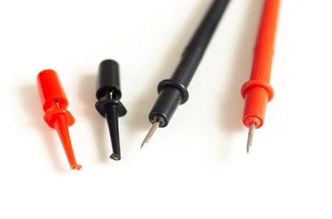 Multimeter Probe Test Lead Cable. two electrical multi or voltage meter probe Stock Photos