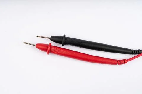 Multimeter Test Leads: Red and Black Probes for Electrical Measurement Stock Photos