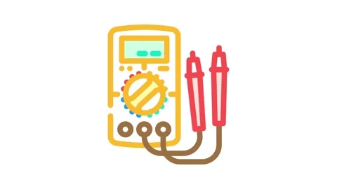 Multimeter testing electronics color icon animation Stock Footage 327267420