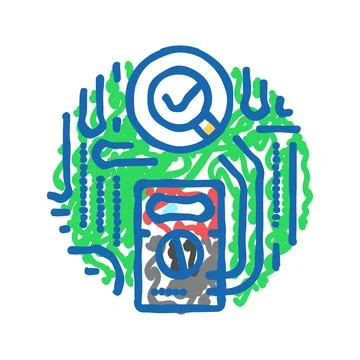 Multimeter testing electronics icon doodle illustration Stock Illustration