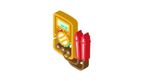 Multimeter testing electronics isometric icon animation Stock Footage 327290555