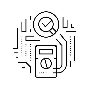 Multimeter testing electronics line icon vector illustration Stock Illustration