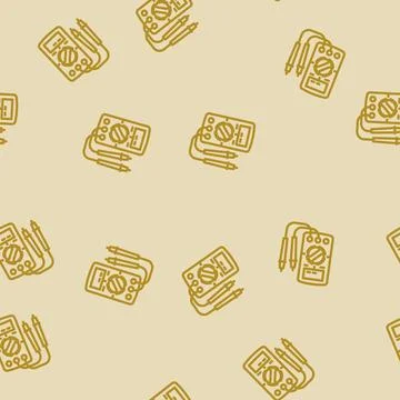 Multimeter testing electronics line vector seamless pattern Stock Illustration