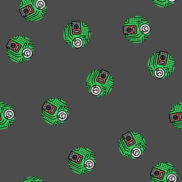 Multimeter testing electronics vector seamless pattern Stock Illustration