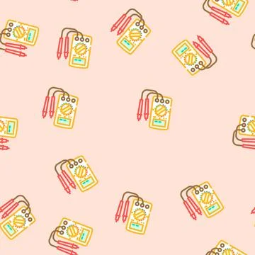 Multimeter testing electronics vector seamless pattern Stock Illustration