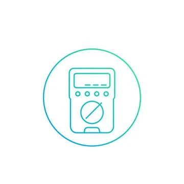 Multimeter vector line icon on white Stock Illustration