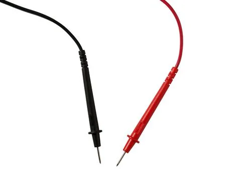 Multimeters probes top view isolated on white. Electric probe. Stock Photos